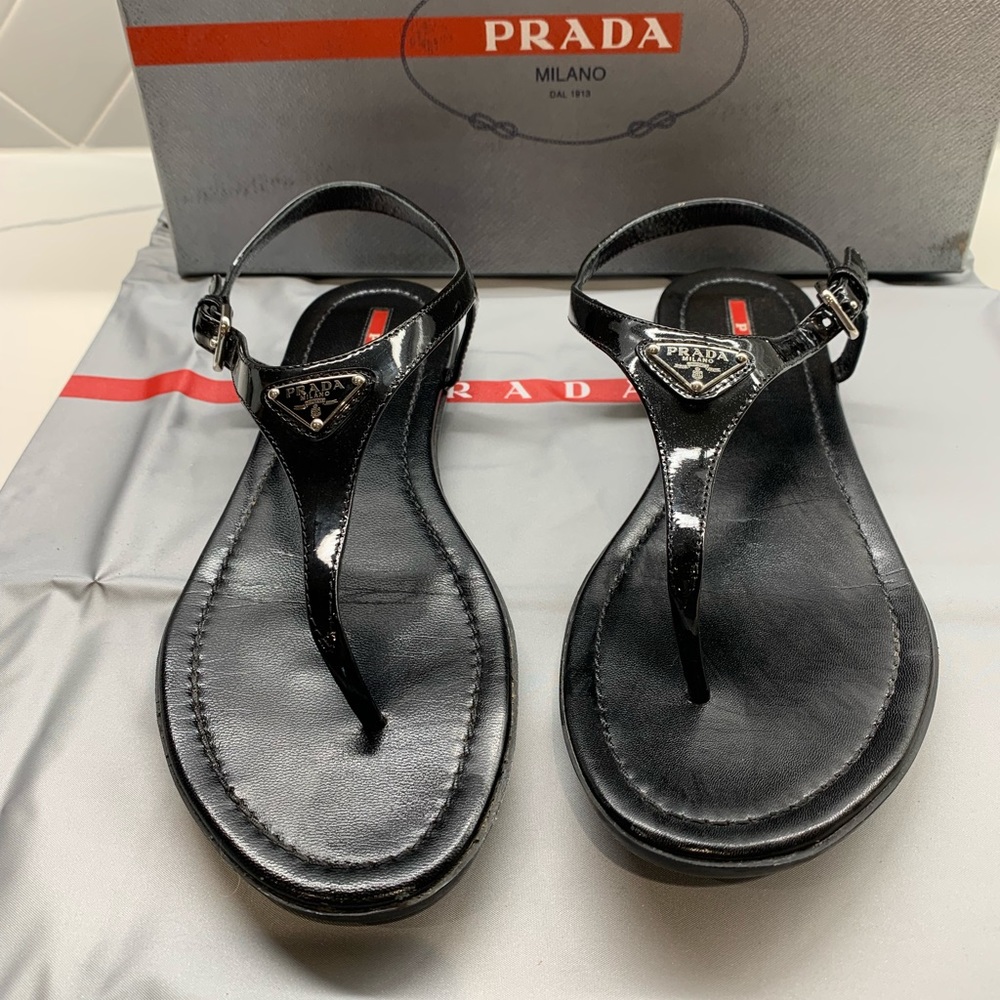 Prada Calzature Donna black Paton sandals size 37-7